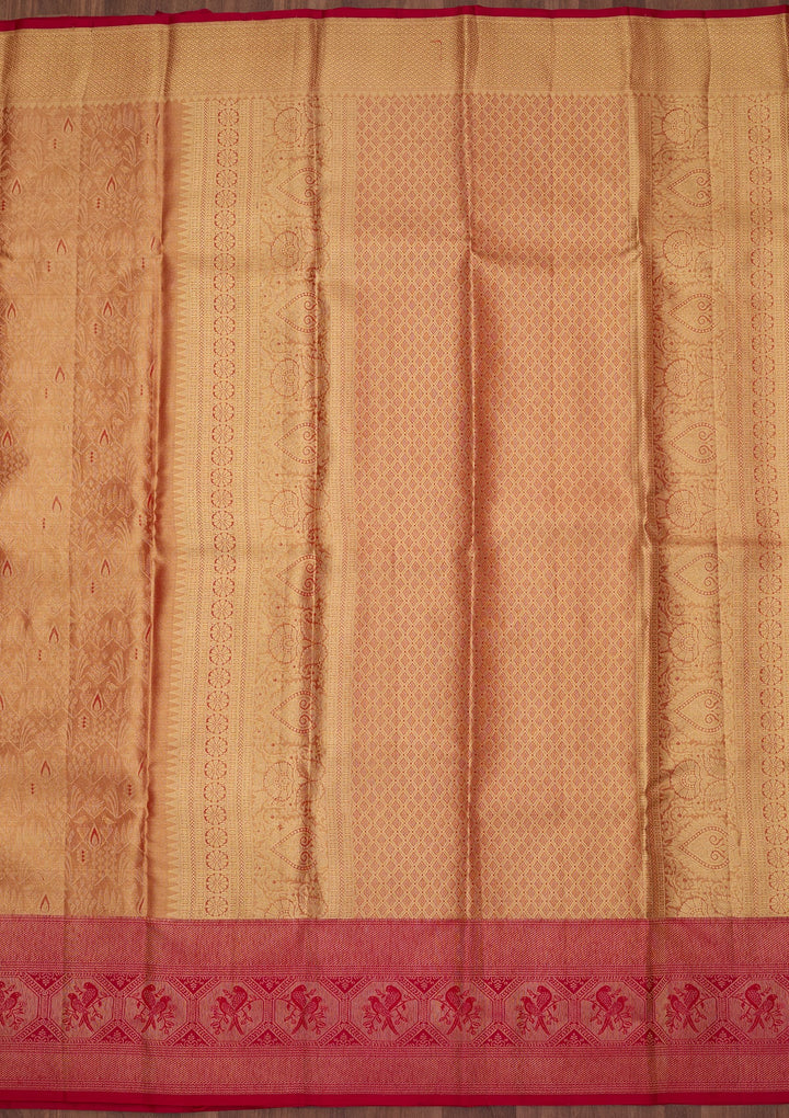Peach Dharmavaram Pure Silk Saree