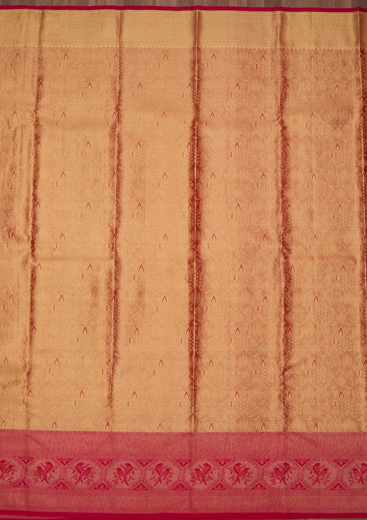 Peach Dharmavaram Pure Silk Saree