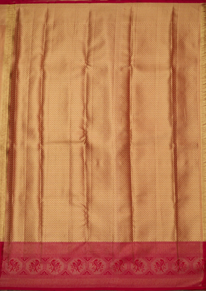 Peach Dharmavaram Pure Silk Saree