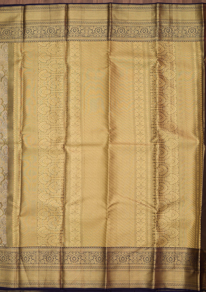 Grey Silk Jaal Saree With Matching Blouse Piece