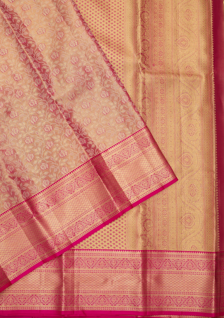 Peach Dharmavaram Pure Silk Saree