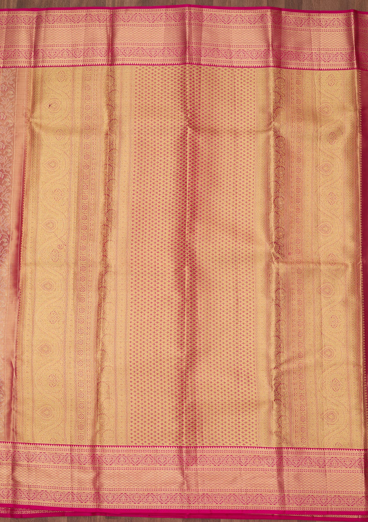 Peach Dharmavaram Pure Silk Saree