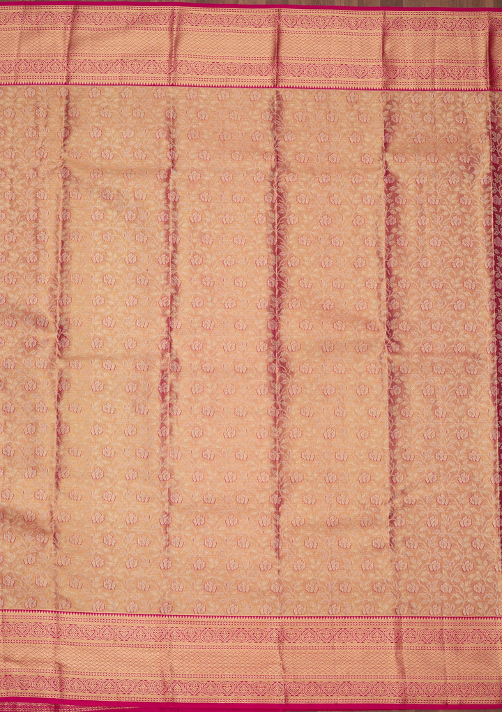 Peach Dharmavaram Pure Silk Saree