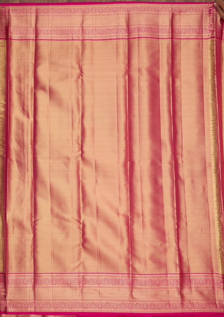 Peach Dharmavaram Pure Silk Saree