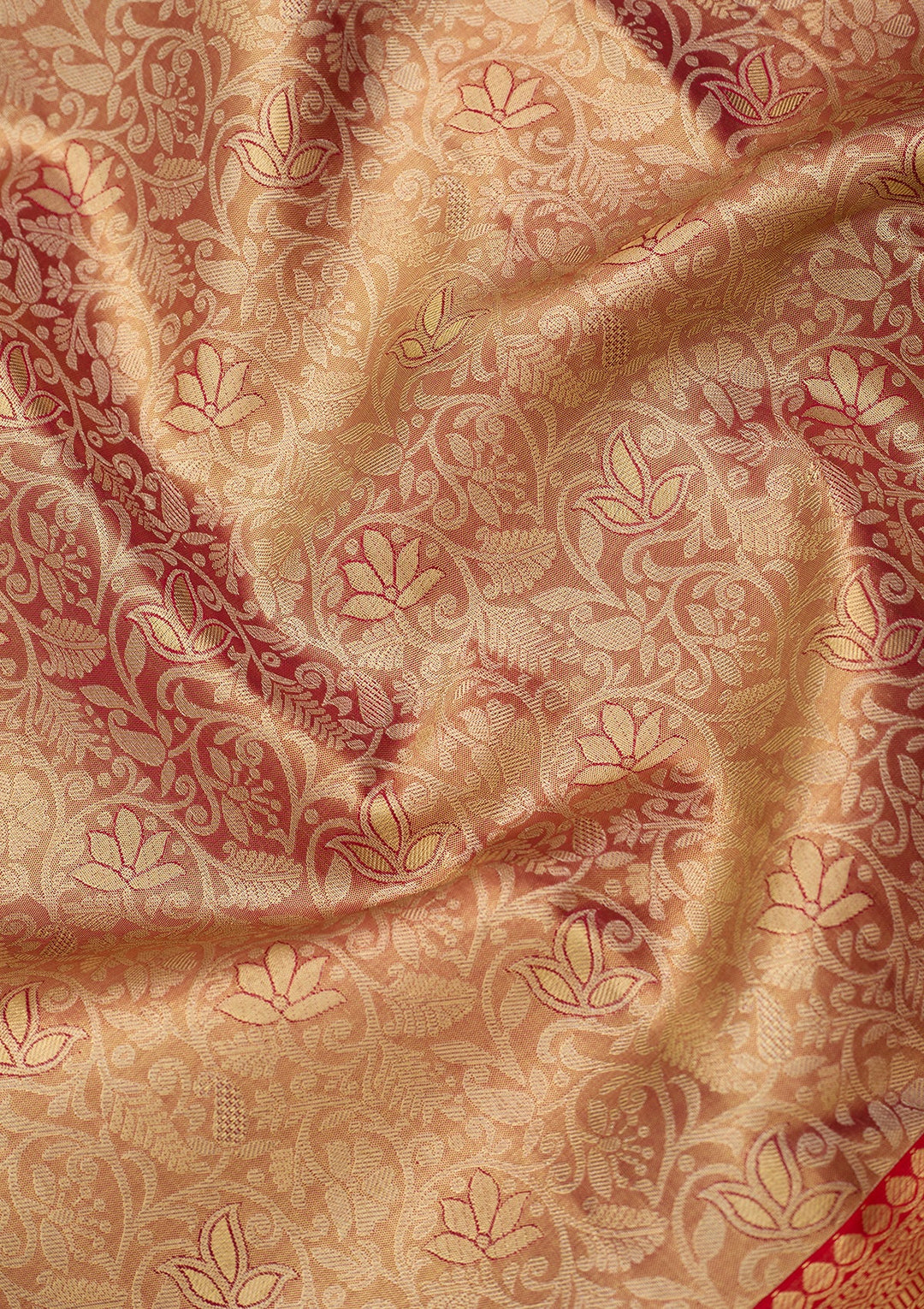 Peach Dharmavaram Pure Silk Saree