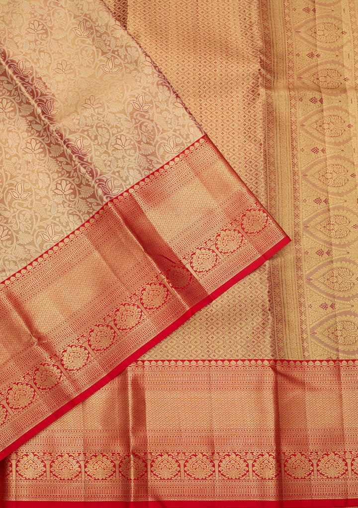 Peach Dharmavaram Pure Silk Saree