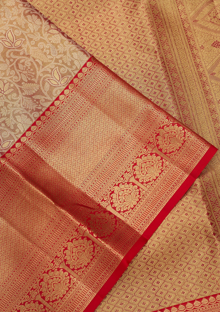 Peach Dharmavaram Pure Silk Saree