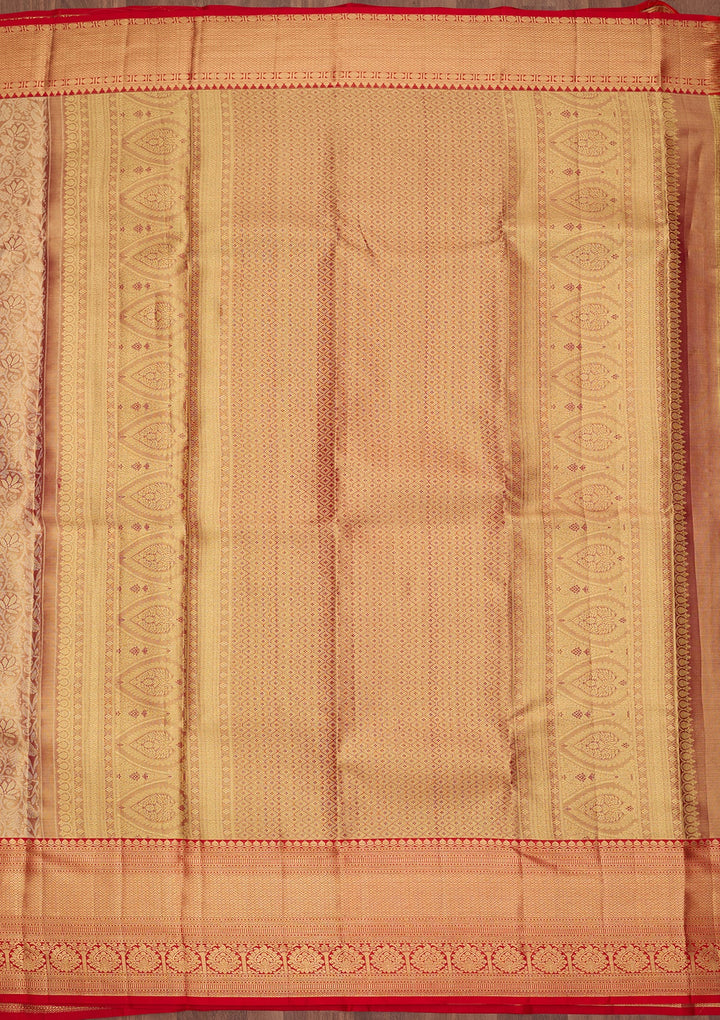 Peach Dharmavaram Pure Silk Saree