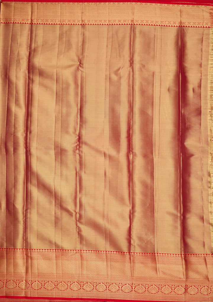 Peach Dharmavaram Pure Silk Saree