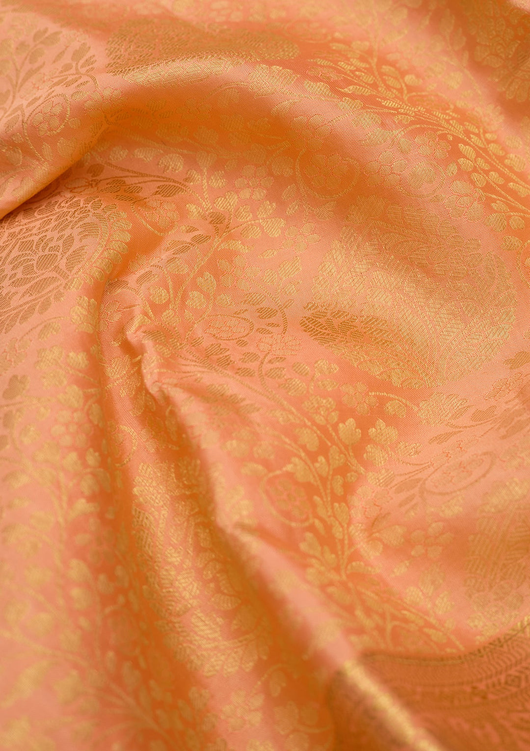 Peach Dharmavaram Pure Silk Saree