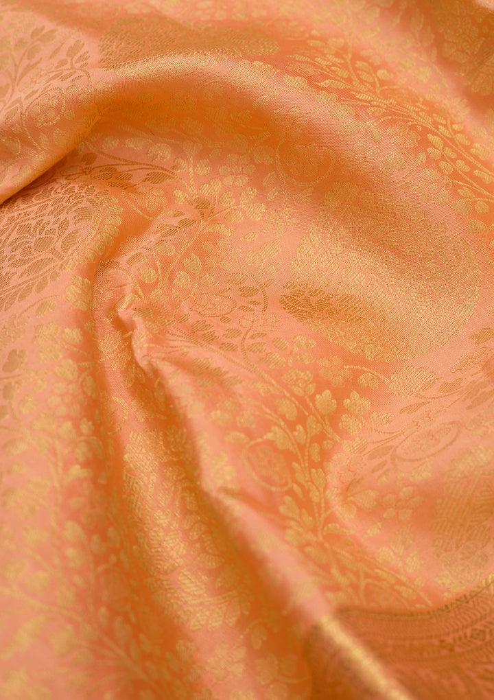 Peach Dharmavaram Pure Silk Saree