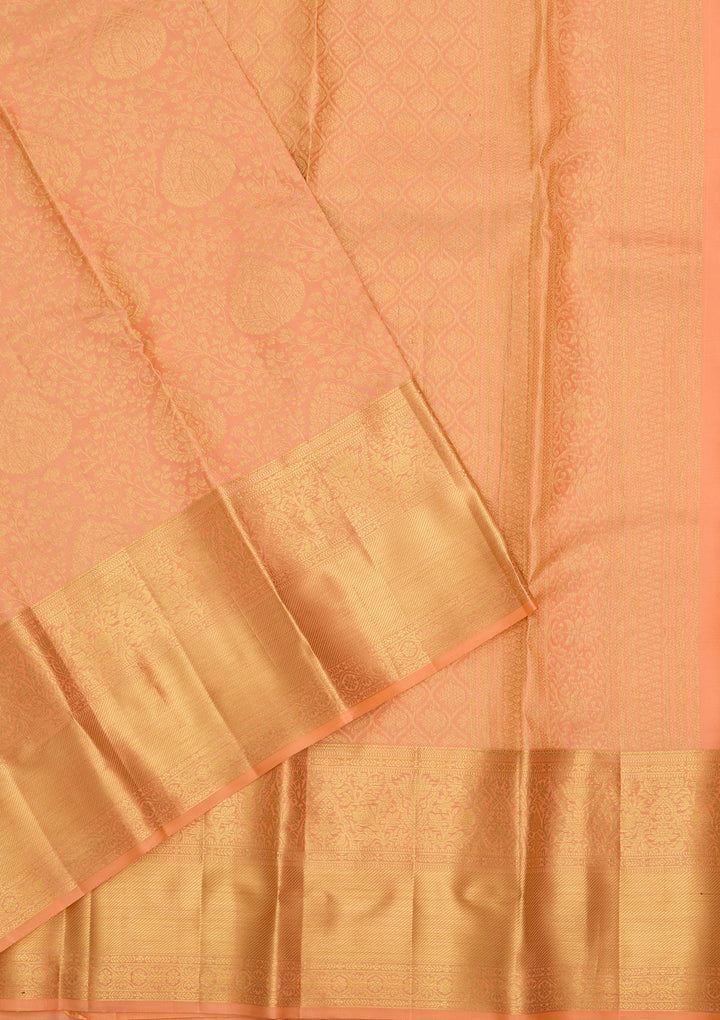 Peach Dharmavaram Pure Silk Saree