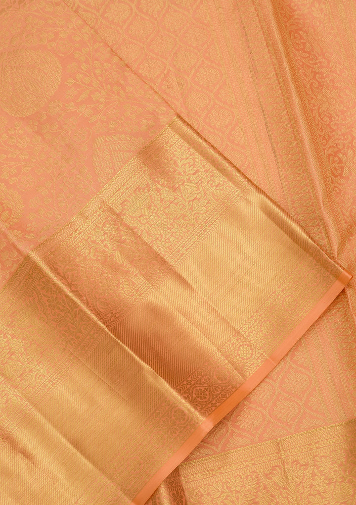 Peach Dharmavaram Pure Silk Saree