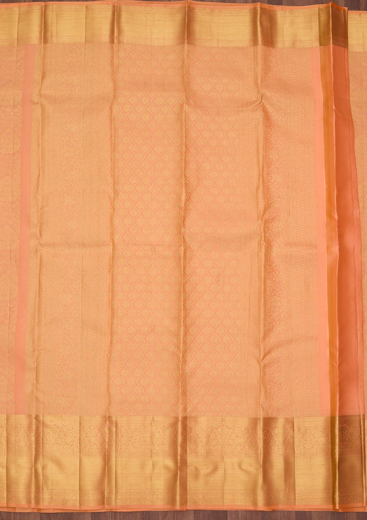 Peach Dharmavaram Pure Silk Saree