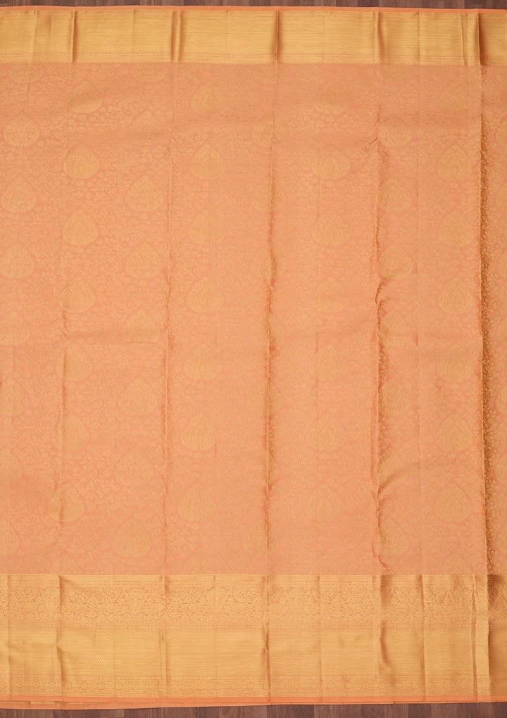 Peach Dharmavaram Pure Silk Saree