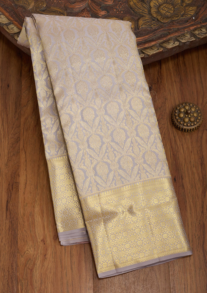 Grey Silk Jaal Saree With Matching Blouse Piece
