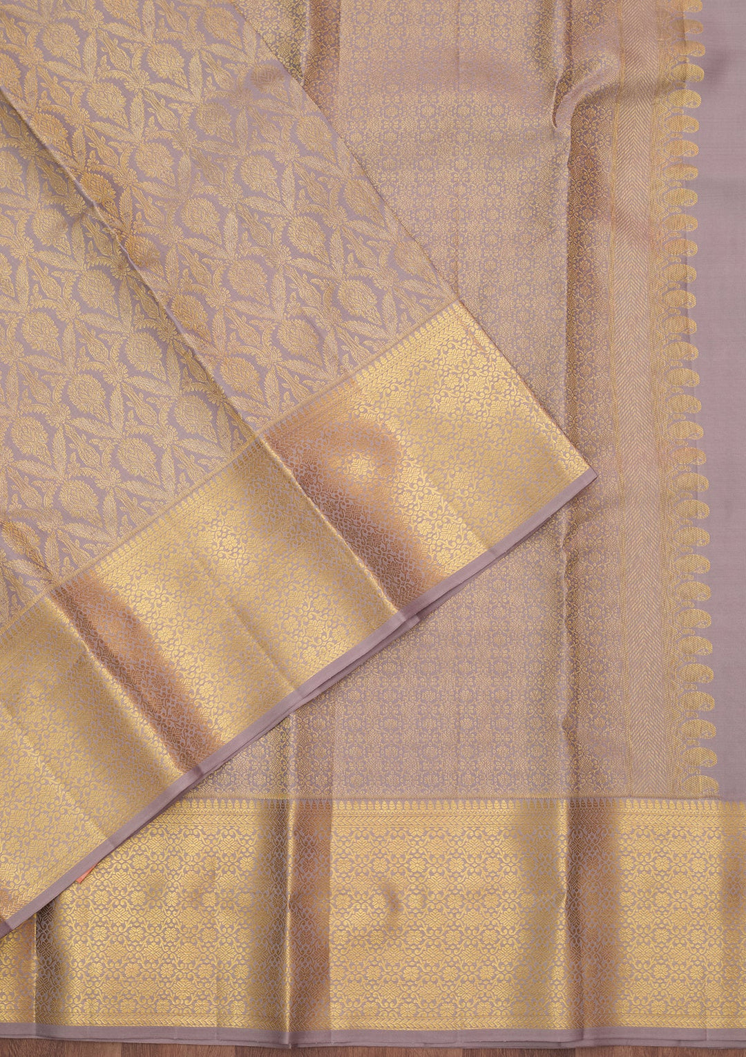 Grey Silk Jaal Saree With Matching Blouse Piece