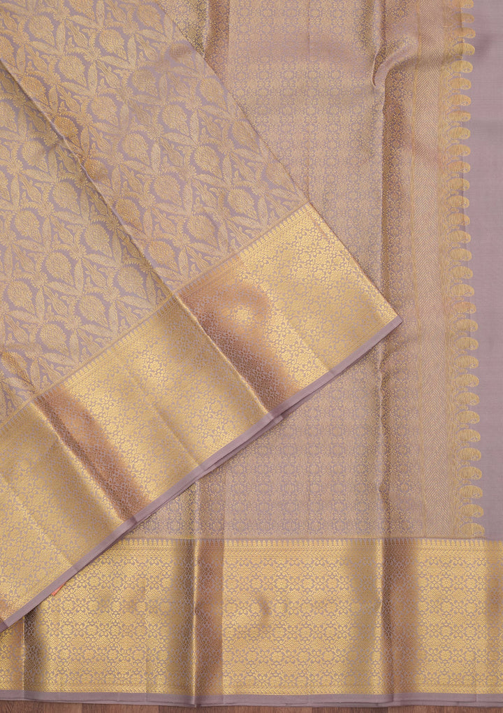 Grey Silk Jaal Saree With Matching Blouse Piece