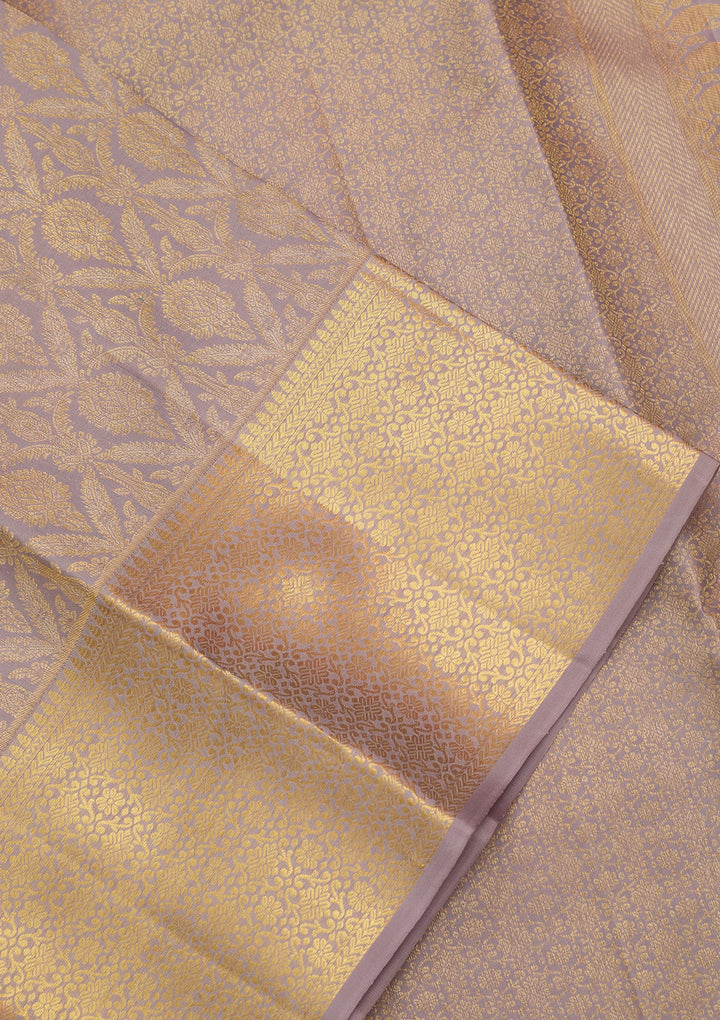 Grey Silk Jaal Saree With Matching Blouse Piece