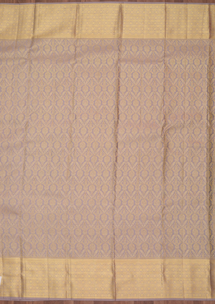 Grey Silk Jaal Saree With Matching Blouse Piece