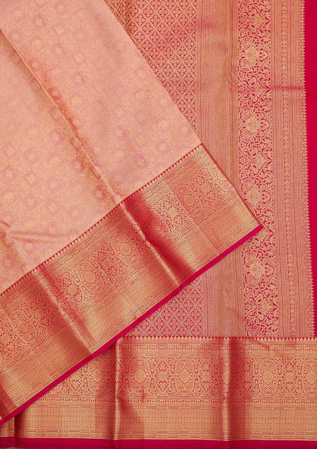 Peach Dharmavaram Pure Silk Saree