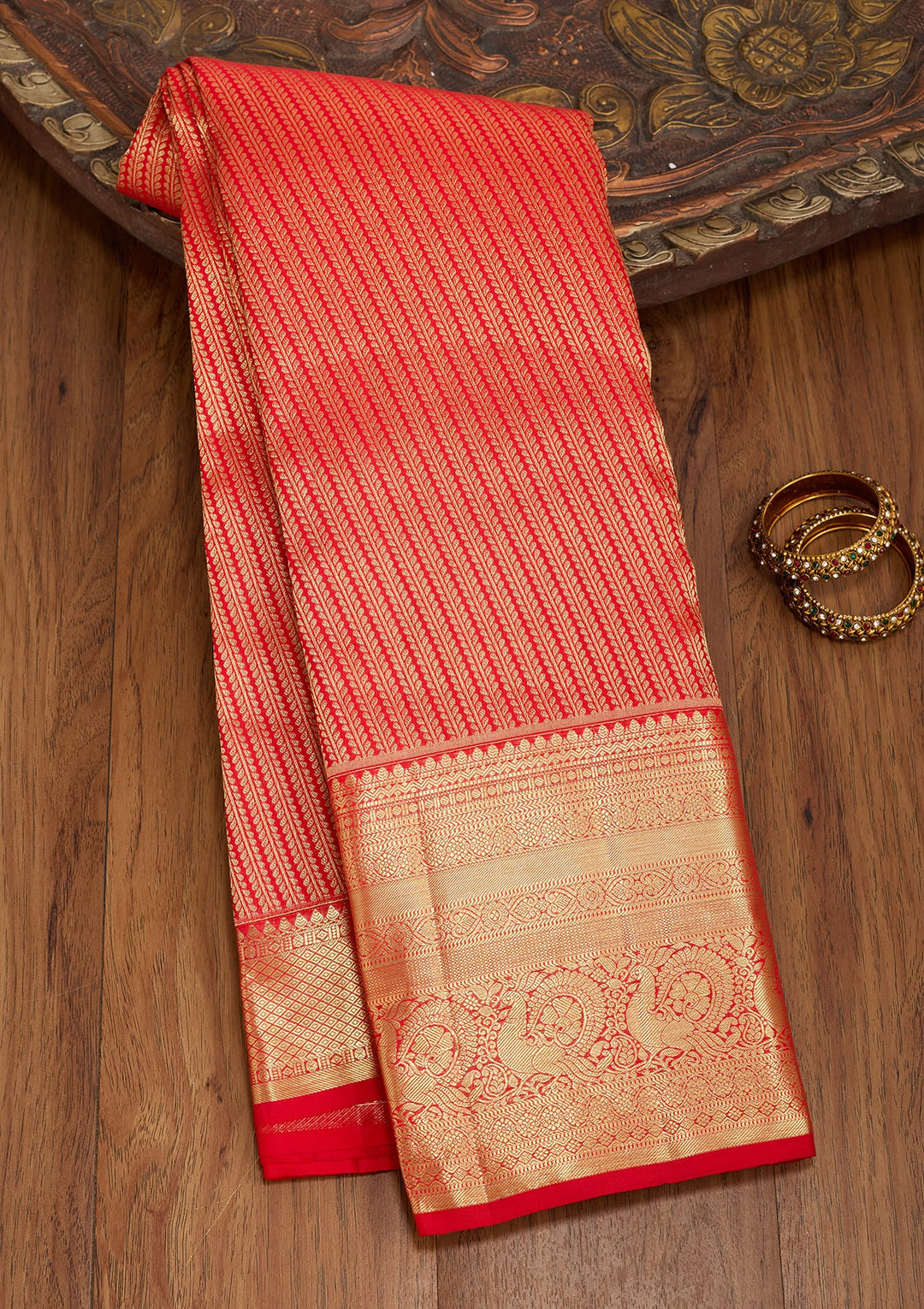 Red Dharmavaram Pure Silk Saree