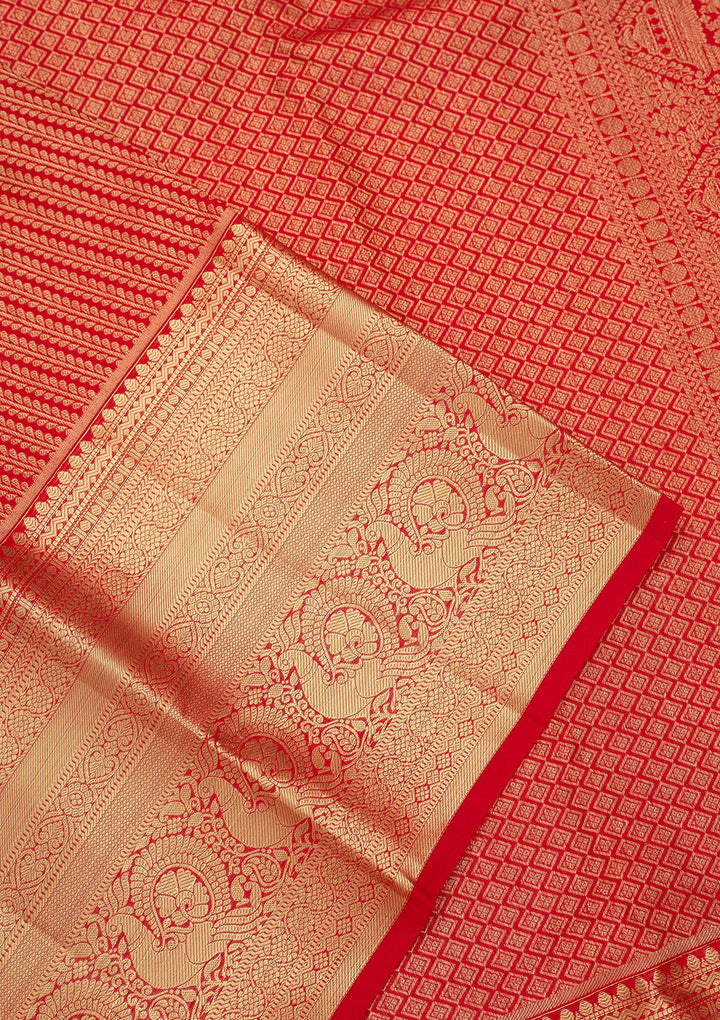 Red Dharmavaram Pure Silk Saree