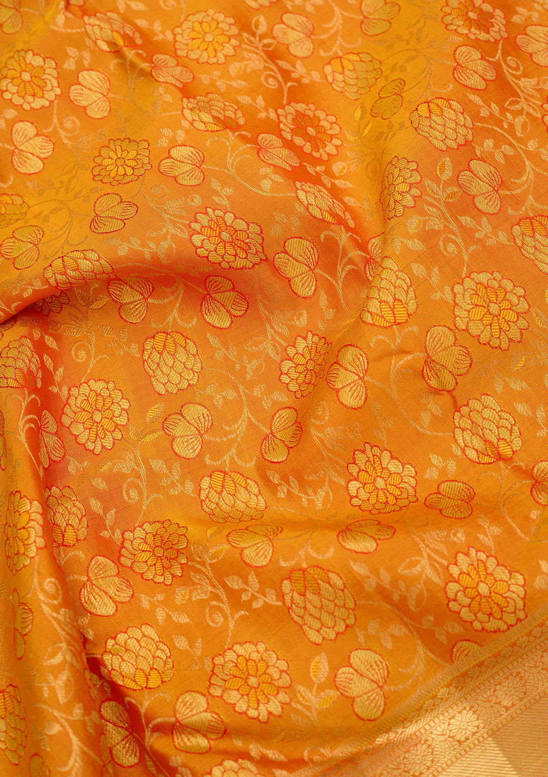 Mustard Dharmavaram Pure Silk Saree