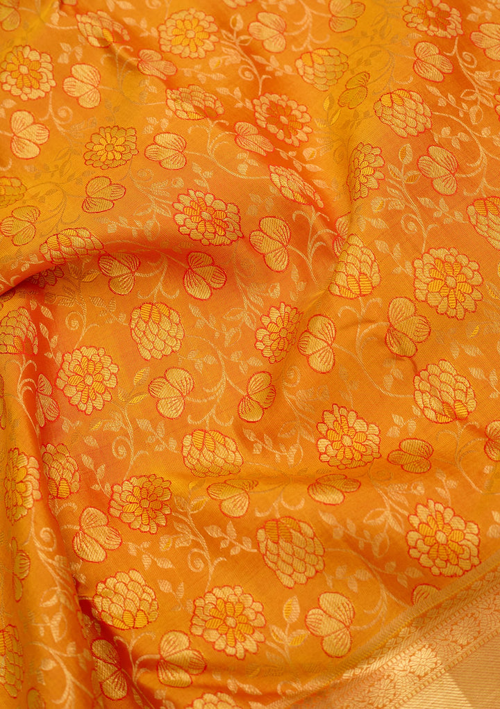 Mustard Dharmavaram Pure Silk Saree