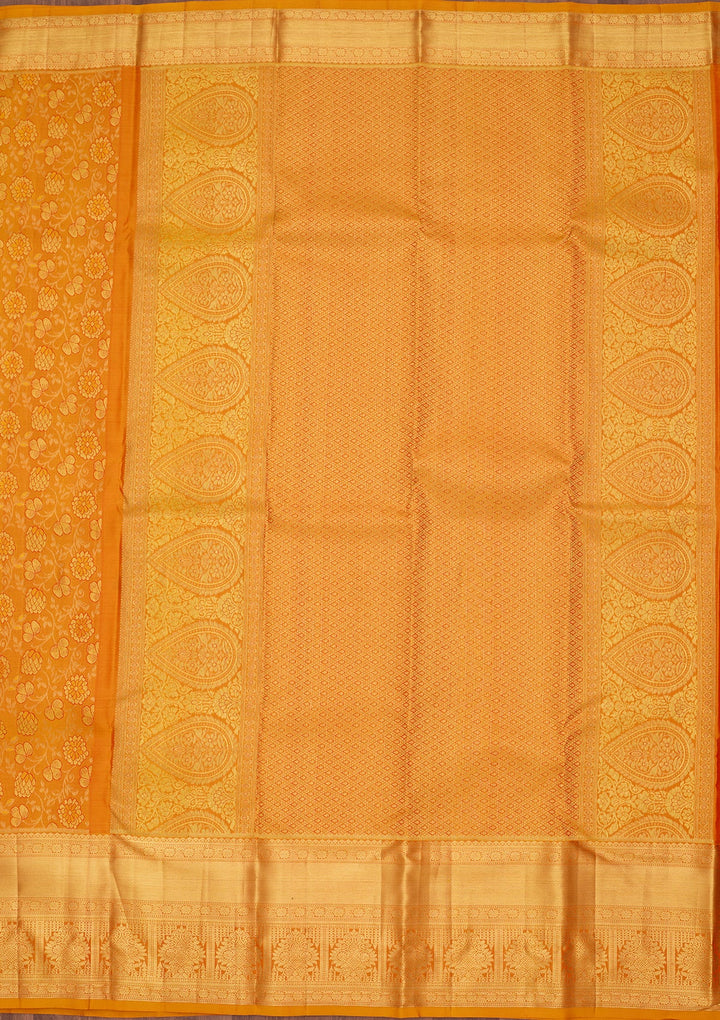Mustard Dharmavaram Pure Silk Saree