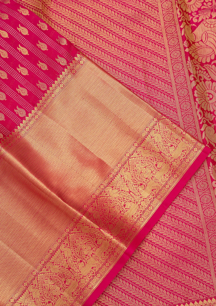 Mustard Dharmavaram Pure Silk Saree
