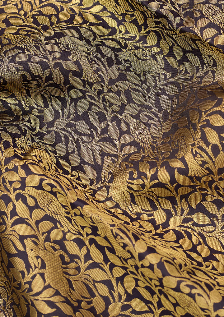 Navy Blue Dharmavaram Pure Silk Saree
