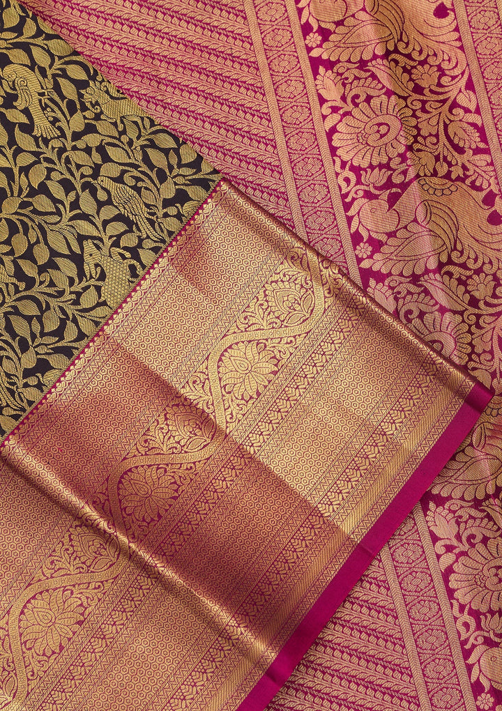 Navy Blue Dharmavaram Pure Silk Saree
