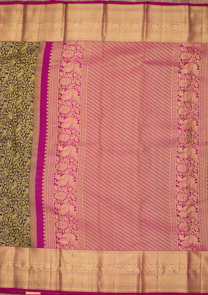 Navy Blue Dharmavaram Pure Silk Saree