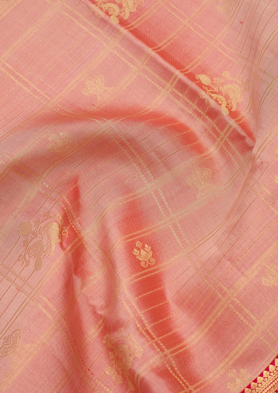 Peach Dharmavaram Pure Silk Saree