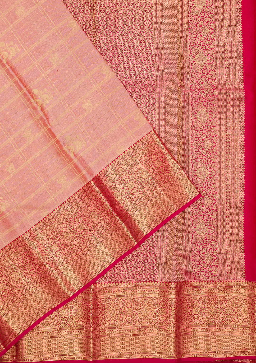 Peach Dharmavaram Pure Silk Saree