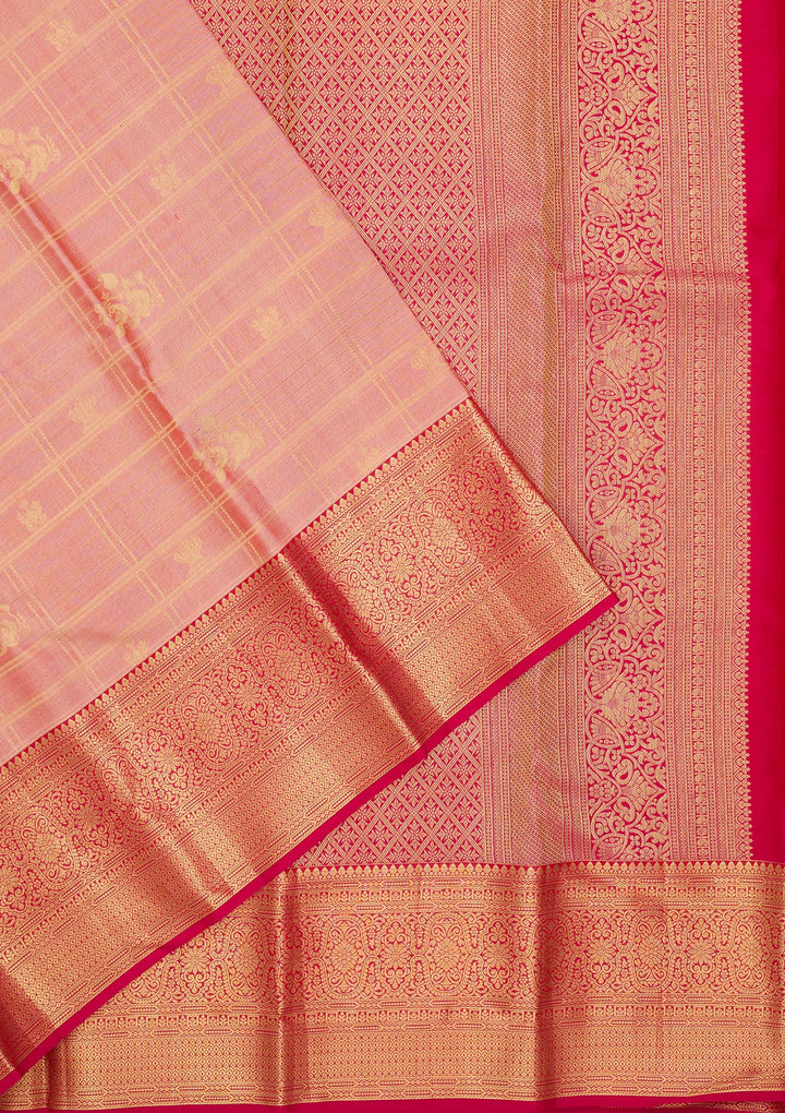 Peach Dharmavaram Pure Silk Saree