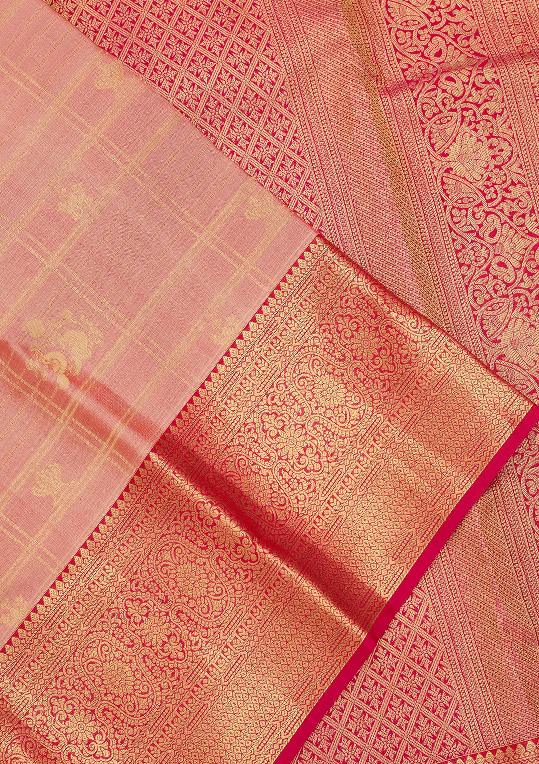 Peach Dharmavaram Pure Silk Saree