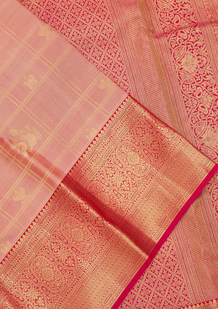 Peach Dharmavaram Pure Silk Saree