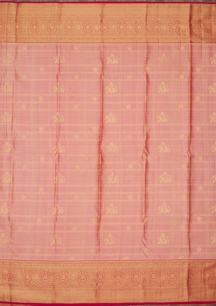 Peach Dharmavaram Pure Silk Saree