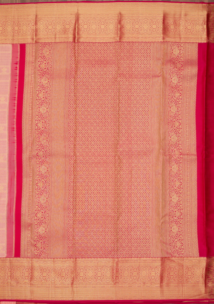Peach Dharmavaram Pure Silk Saree
