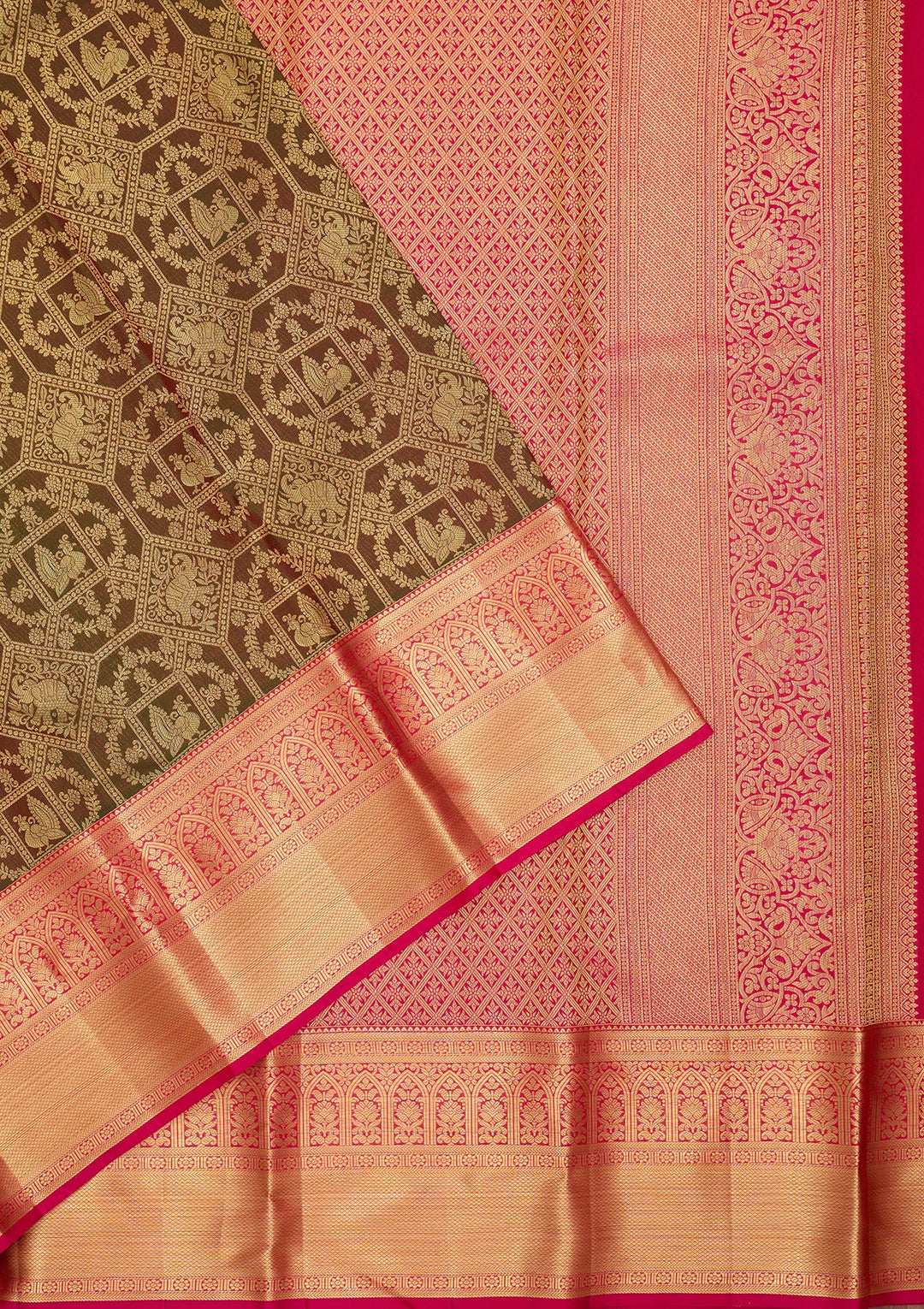 Mehendi Dharmavaram Pure Silk Saree