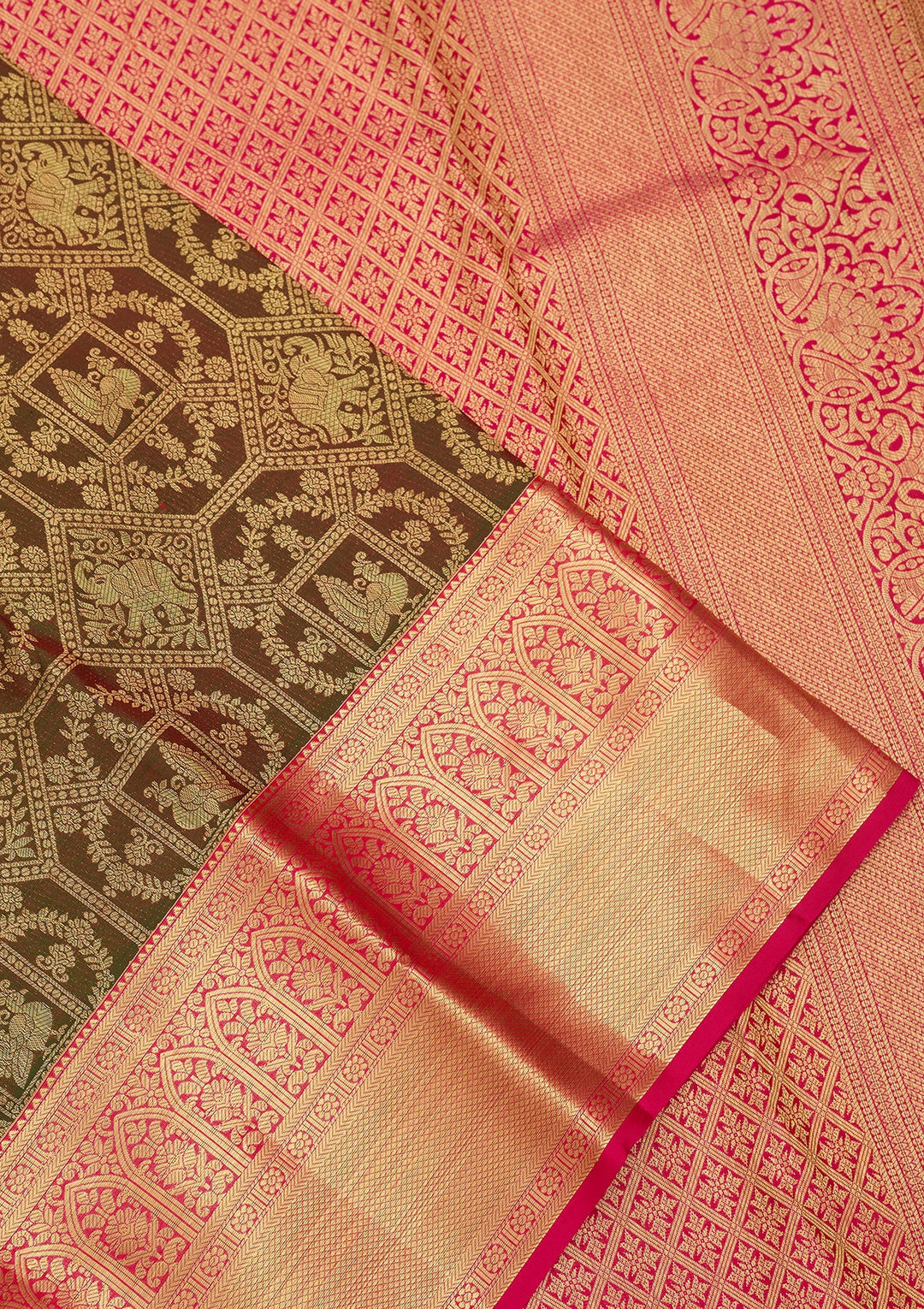 Mehendi Dharmavaram Pure Silk Saree