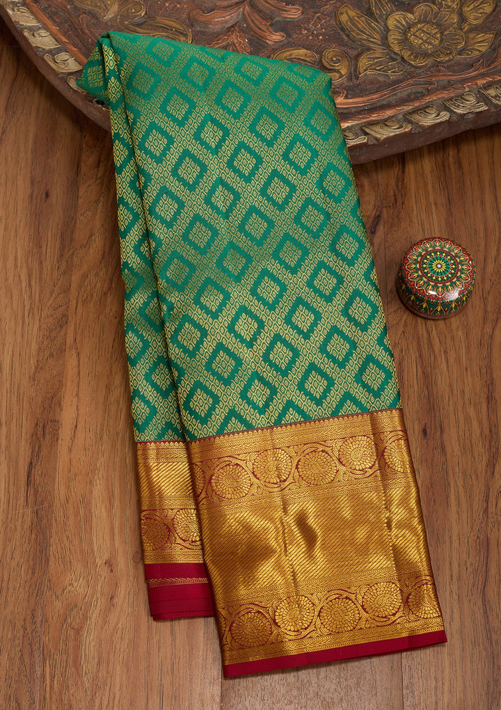 Rama Green Dharmavaram Pure Silk Saree