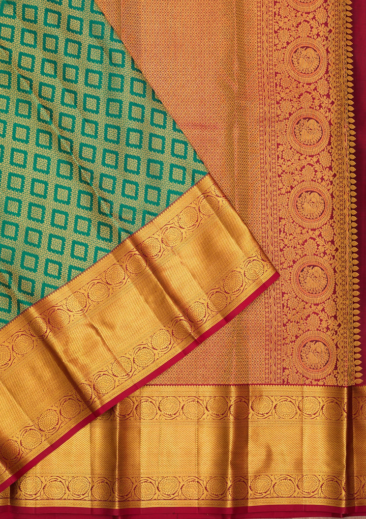 Rama Green Dharmavaram Pure Silk Saree