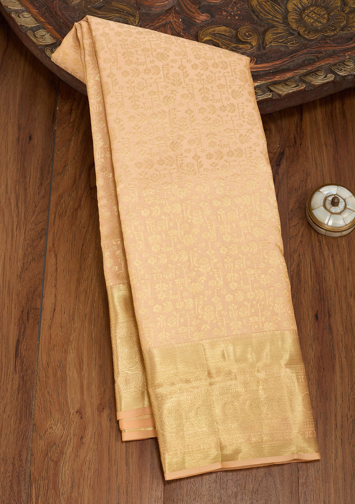 Peach Dharmavaram Pure Silk Saree