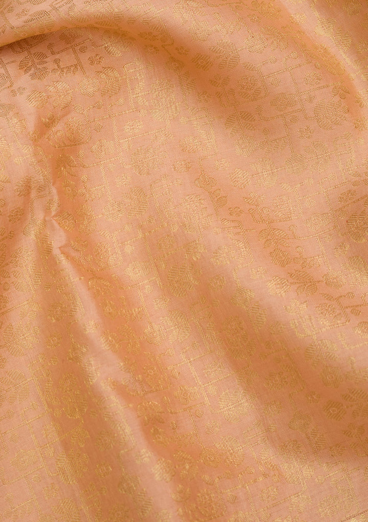Peach Dharmavaram Pure Silk Saree