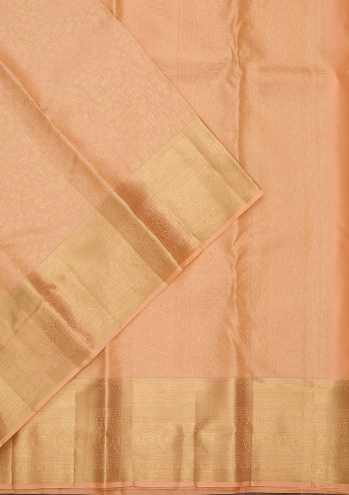 Peach Dharmavaram Pure Silk Saree