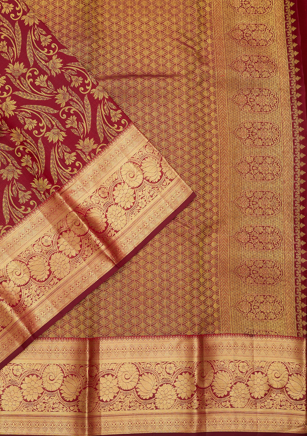 Maroon Dharmavaram Pure Silk Saree