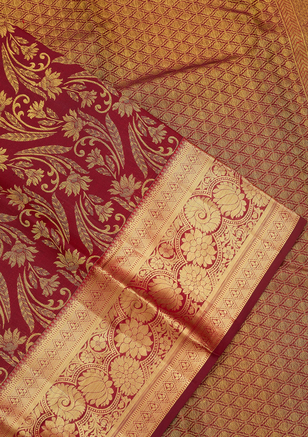 Maroon Dharmavaram Pure Silk Saree